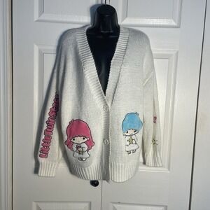 Hello Kitty Sanrio X F21 Twin Stars Cardigan Women S White Oversized Sweater Top